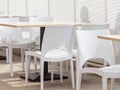 Empty canteen with white chairs Royalty Free Stock Photo