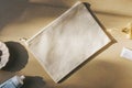 Empty canvas cosmetic bag, pouch mock-up Royalty Free Stock Photo