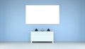 Empty canvas on a wall and chest of drawers 3D rendering