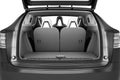 Empty car minivan trunk with folded rear seats A lot of space 3d render