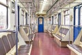 Empty car of the Moscow subway during a pandemic Royalty Free Stock Photo