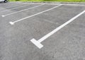 Empty car parking near shopping mall. Modern parking lot. Carpark. Empty parking spaces at the shopping centre. Public carpark. Royalty Free Stock Photo