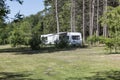 Almost empty caravan camping site due to corona virus, Royalty Free Stock Photo