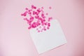 Empty card with Pink paper confetti.