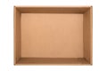 Empty cardboard box isolated on white background. Flat lay Royalty Free Stock Photo