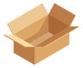 Empty cardboard box. Open cargo package. Moving parcel Royalty Free Stock Photo
