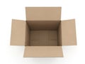 Empty cardboard box with open flaps against white background isolated on white background Royalty Free Stock Photo