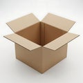 Empty cardboard box with open flaps displayed against a plain background Royalty Free Stock Photo