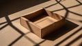 Empty Cardboard Box with Shadow Play Royalty Free Stock Photo