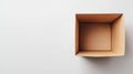 Empty Cardboard Box Opened Looking Down Over White Background, Shipping and Logistics Concept Royalty Free Stock Photo