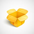 Empty cardboard packaging, open box icon in cartoon style Royalty Free Stock Photo