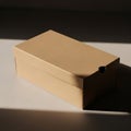 Empty cardboard shoe box on table Royalty Free Stock Photo