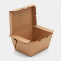 An empty cardboard takeaway container with its lid open, ready for use. isolated on transparent background Royalty Free Stock Photo