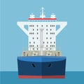 Empty Cargo Container ship with front view. Freight Transportation concept. Vector illustration. Royalty Free Stock Photo