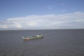 Empty cargo ship on padma river