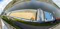 Empty cargo ship at the pier in Bingen with panoramic view of river Rhine Royalty Free Stock Photo