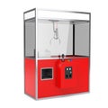 Empty Carnival Red Toy Claw Crane Arcade Machine. 3d Rendering