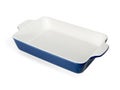 Empty Ceramic blue Baking Casserole Dish