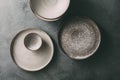 Empty ceramic bowls and plates