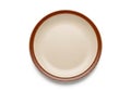 Empty ceramic plate with brown rim Royalty Free Stock Photo