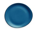 Empty ceramic plate, Classic dark blue plate, View from above isolated on white background with clipping path