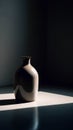 Empty ceramic vase on dark background. 3d render illustration.