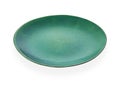 Empty ceramics plates, Classic green plate isolated on white background with clipping path, Side view Royalty Free Stock Photo