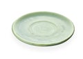 Empty ceramics plates, Classic green plate isolated on white background with clipping path, Side view Royalty Free Stock Photo