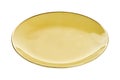 Empty ceramics plates, Classic yellow plate with golden rim, isolated on white background with clipping path, Side view Royalty Free Stock Photo