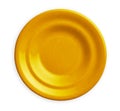 Empty ceramics plates, Classic yellow plate isolated on white background with clipping path, Top view Royalty Free Stock Photo