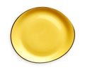 Empty ceramics plates, Classic yellow plate, View from above isolated on white background with clipping path Royalty Free Stock Photo