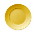 Empty ceramics plates, Classic yellow plate, View from above isolated on white background with clipping path Royalty Free Stock Photo