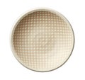 Empty ceramics plates with grid pattern isolated on white background with clipping path, Top view Royalty Free Stock Photo