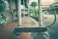 Empty chain swing in playground. Royalty Free Stock Photo