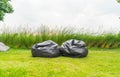 empty chair bag in park Royalty Free Stock Photo