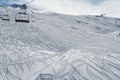 Empty chair lifts in a ski resort closing because of  coronavirus Royalty Free Stock Photo