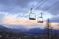 Empty Chair Lifts at a Ski Slope Royalty Free Stock Photo