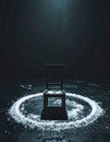 Empty Chair in a Spotlighted Salt Circle Royalty Free Stock Photo