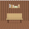 Empty Chair On Wooden Wall With Bookshelf Royalty Free Stock Photo