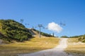 Empty chairlift over the ski resort Royalty Free Stock Photo