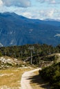 Empty chairlift over the ski resort Royalty Free Stock Photo