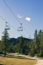 Empty chairlift over the sky resort Royalty Free Stock Photo