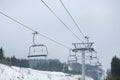 Empty chairlift at ski resort. Royalty Free Stock Photo