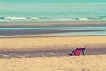 Empty chairs on the beach for relax processed in vintage style Royalty Free Stock Photo