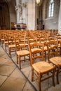 Empty chairs in the church Royalty Free Stock Photo