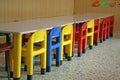 Empty chairs in a dining room of a kindergarten Royalty Free Stock Photo