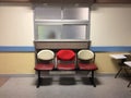 3 empty chairs in one hospital with light and chadow