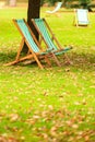 Empty chairs in St. James's Park London