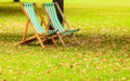 Empty chairs in St. James's Park London