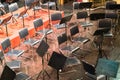 Empty chairs on a stage in concert theater Royalty Free Stock Photo